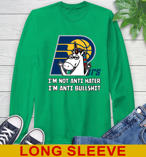 Indiana Pacers NBA Basketball Unicorn I'm Not Anti Hater I'm Anti Bullshit Long Sleeve T-Shirt 7