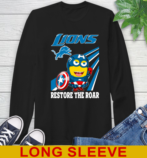 NFL Football Detroit Lions Captain America Marvel Avengers Minion Shirt Long Sleeve T-Shirt