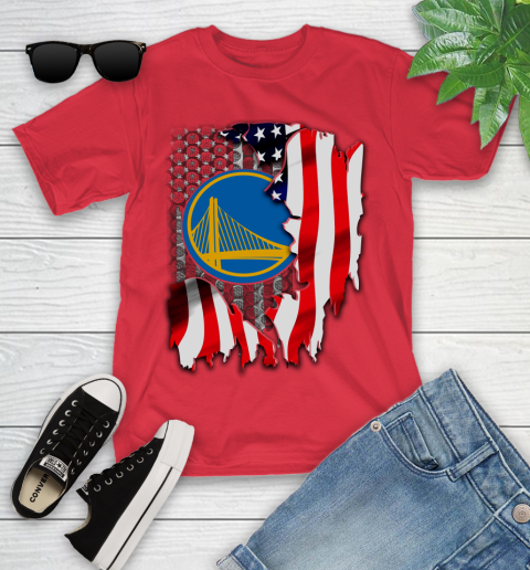 Golden State Warriors NBA Basketball American Flag Youth T-Shirt 13