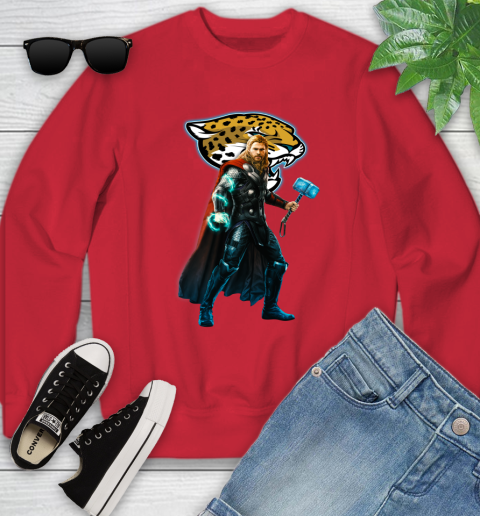 NFL Thor Avengers Endgame Football Jacksonville Jaguars Youth Sweatshirt 9
