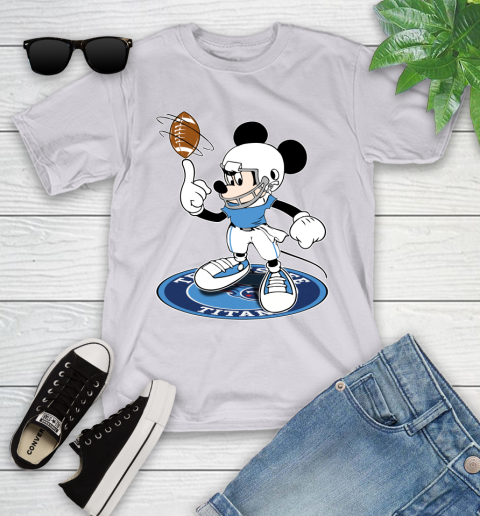 NFL Football Tennessee Titans Cheerful Mickey Disney Shirt Youth T-Shirt 4