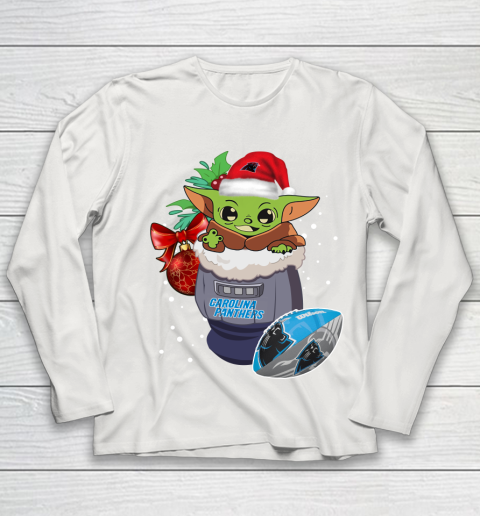 Carolina Panthers Christmas Baby Yoda Star Wars Funny Happy NFL Youth Long Sleeve 11