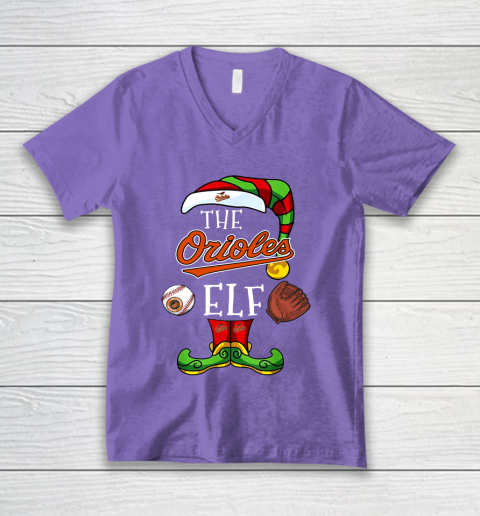 Baltimore Orioles Christmas ELF Funny MLB V-Neck T-Shirt 8