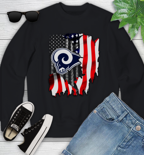 Los Angeles Rams NFL Football American Flag Youth Sweatshirt