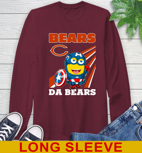 NFL Football Chicago Bears Captain America Marvel Avengers Minion Shirt Long Sleeve T-Shirt 7