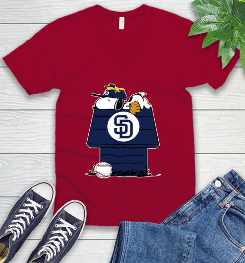 MLB San Diego Padres Snoopy Woodstock The Peanuts Movie Baseball T Shirt V-Neck T-Shirt 8