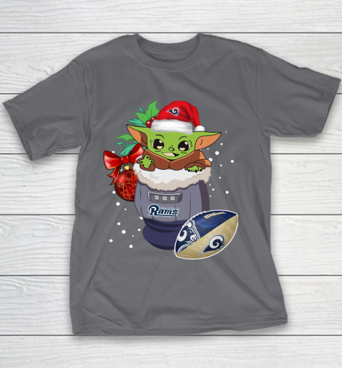Los Angeles Rams Christmas Baby Yoda Star Wars Funny Happy NFL Youth T-Shirt 7