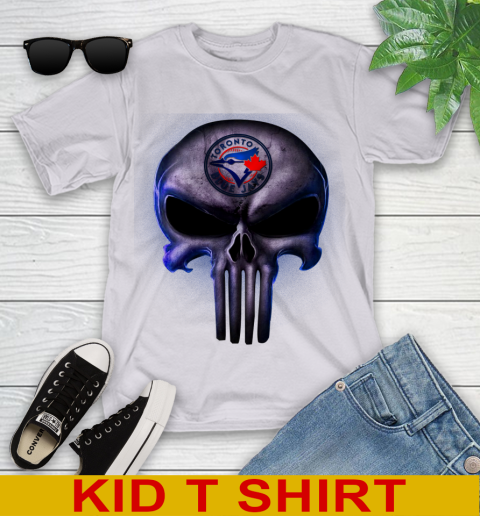 Toronto Blue Jays MLB Baseball Punisher Skull Sports Youth T-Shirt 4
