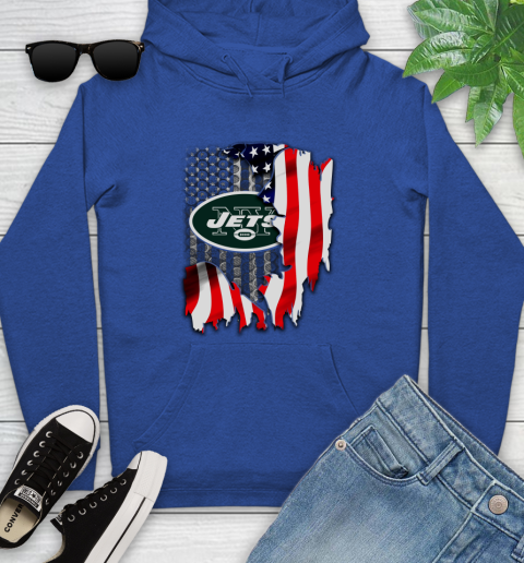 New York Jets NFL Football American Flag Youth Hoodie 11