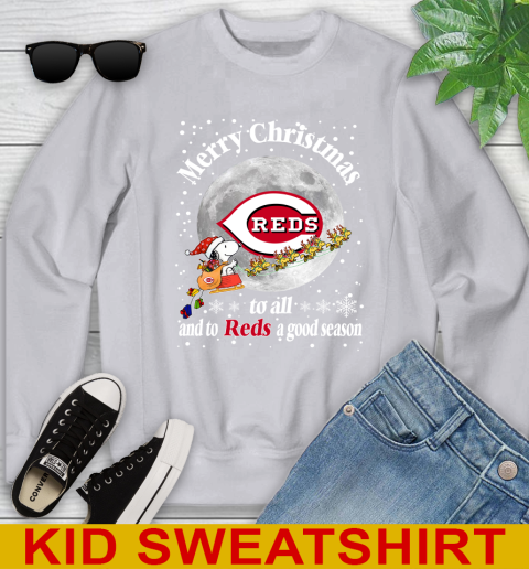 Cincinnati Reds Merry Christmas To All And To Reds A Good Season MLB Baseball Sports Youth Sweatshirt 3