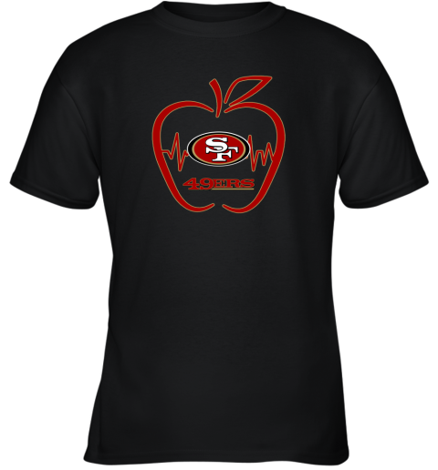 Apple Heartbeat Teacher Symbol San Francisco 49ers Youth T-Shirt