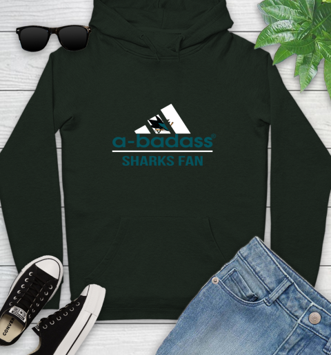 NHL A Badass San Jose Sharks Fan Adidas Hockey Sports Youth Hoodie 14
