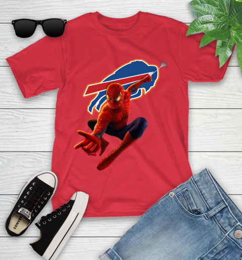 NFL Spider Man Avengers Endgame Football Buffalo Bills Youth T-Shirt | Tee  For Sports
