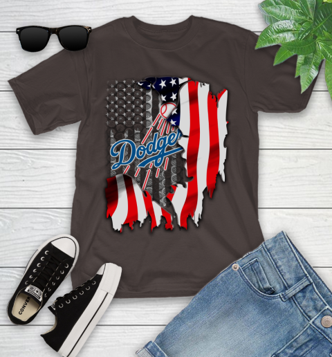 Los Angeles Dodgers MLB Baseball American Flag Youth T-Shirt 7