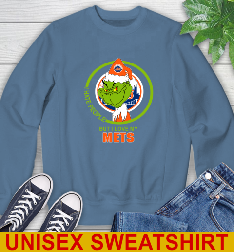 New York Mets MLB Christmas Grinch I Hate People But I Love My Favorite Baseball Team Sweatshirt 8