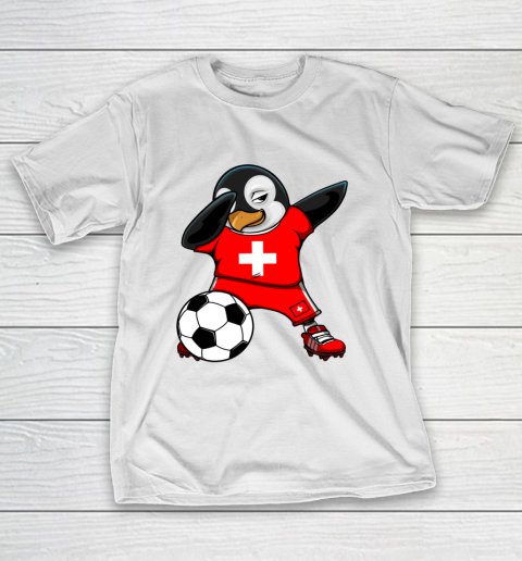 Dabbing Penguin Switzerland Soccer Fan Jersey Football Lovers T-Shirt