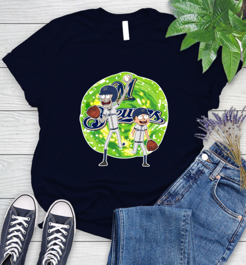 MLB Milwaukee Brewers Rick And Morty Baseball Sports Women's T-Shirt 3