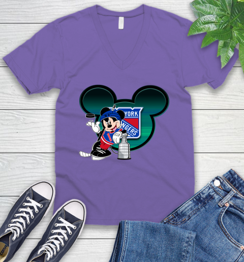 NHL New York Rangers Stanley Cup Mickey Mouse Disney Hockey T Shirt V-Neck T-Shirt 10