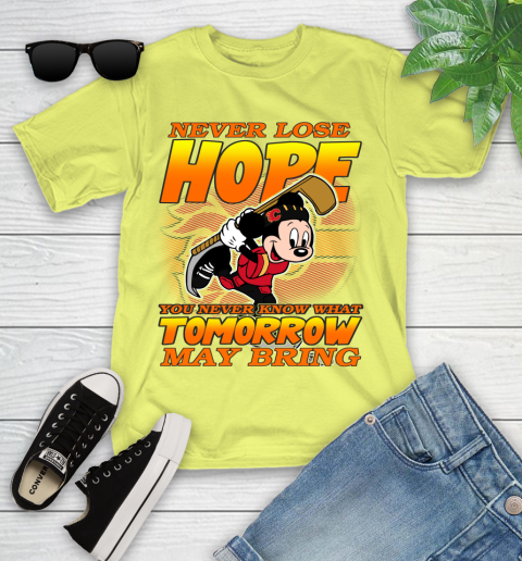 Calgary Flames NHL Hockey ootball Mickey Disney Never Lose Hope Youth T-Shirt 10