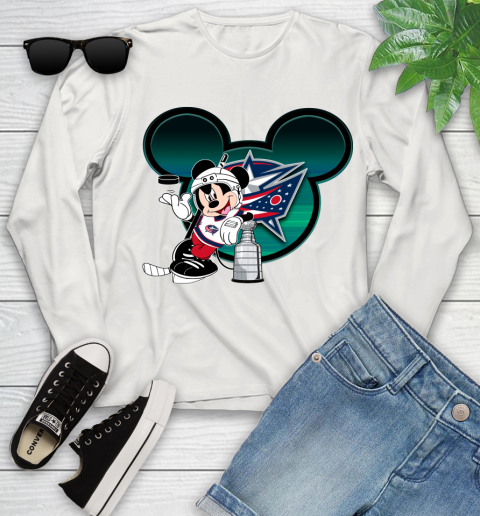 NHL Columbus Blue Jackets Stanley Cup Mickey Mouse Disney Hockey T Shirt Youth Long Sleeve 12