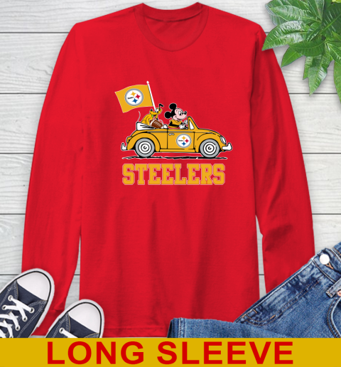 NFL Football Pittsburgh Steelers Pluto Mickey Driving Disney Shirt Long Sleeve T-Shirt 10