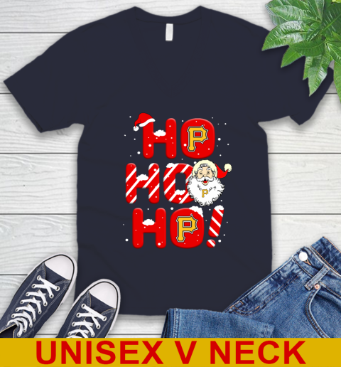 Pittsburgh Pirates MLB Baseball Ho Ho Ho Santa Claus Merry Christmas Shirt V-Neck T-Shirt 2