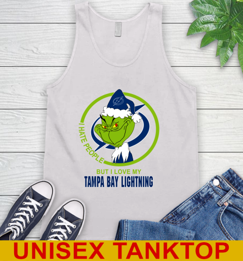 Tampa Bay Lightning NHL Christmas Grinch I Hate People But I Love My Favorite Hockey Team Tank Top