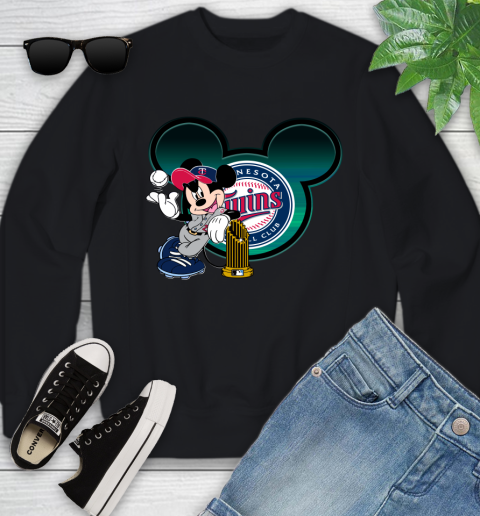MLB Minnesota Twins The Commissioner's Trophy Mickey Mouse Disney Youth Sweatshirt 2