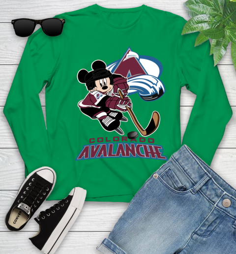 NHL Colorado Avalanche Mickey Mouse Disney Hockey T Shirt Youth Long Sleeve 6