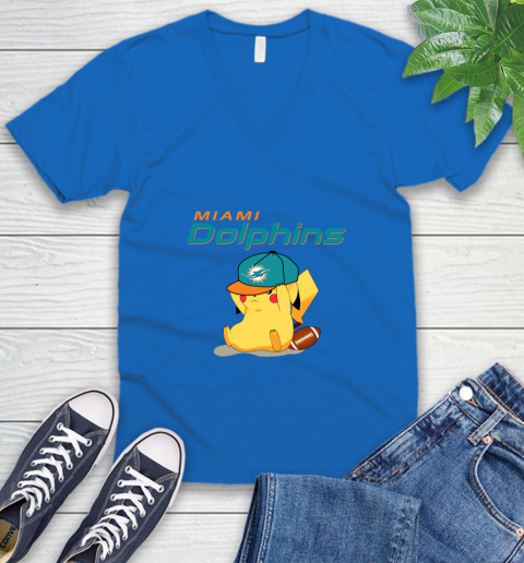 NFL Pikachu Football Sports Miami Dolphins V-Neck T-Shirt 6