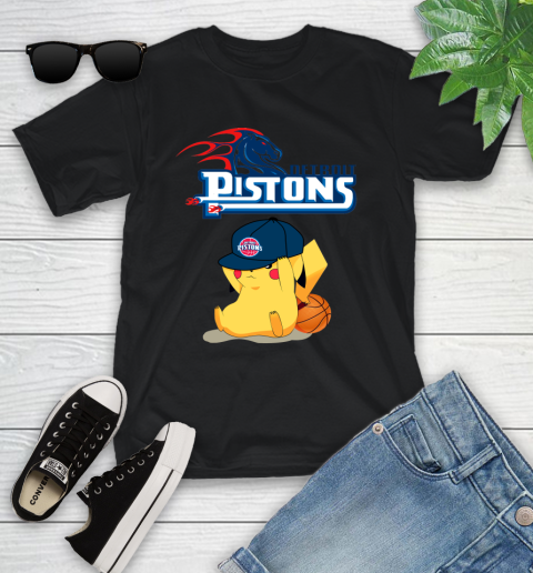 NBA Pikachu Basketball Sports Detroit Pistons Youth T-Shirt 2