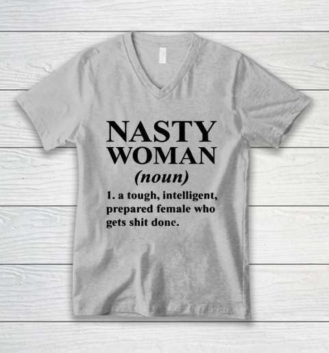 Nasty Woman Noun black V-Neck T-Shirt 2