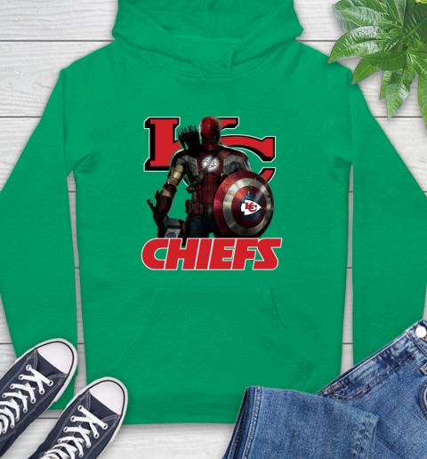 NFL Captain America Thor Spider Man Hawkeye Avengers Endgame Football Kansas City Chiefs Hoodie 8