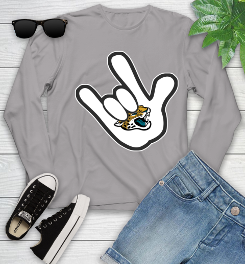 Jacksonville Jaguars NFL Football Mickey Rock Hand Disney Youth Long Sleeve 5