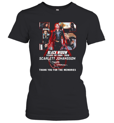 Black Widow 16Th Years Of 2004 2020 Scarlett Johansson Signature Women's T-Shirt