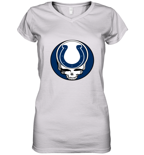 NFL Team Indianapolis Colts x Grateful Dead Logo Band Women's V-Neck T-Shirt