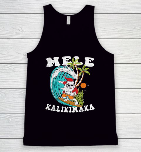 Mele Kalikimaka Hawaii Christmas Surfing Santa Tank Top