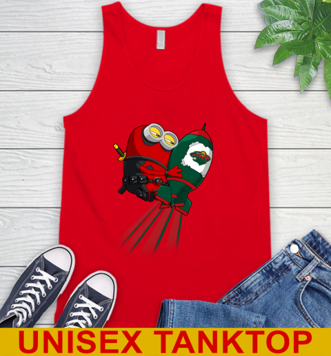 NHL Hockey Minnesota Wild Deadpool Minion Marvel Shirt Tank Top 5