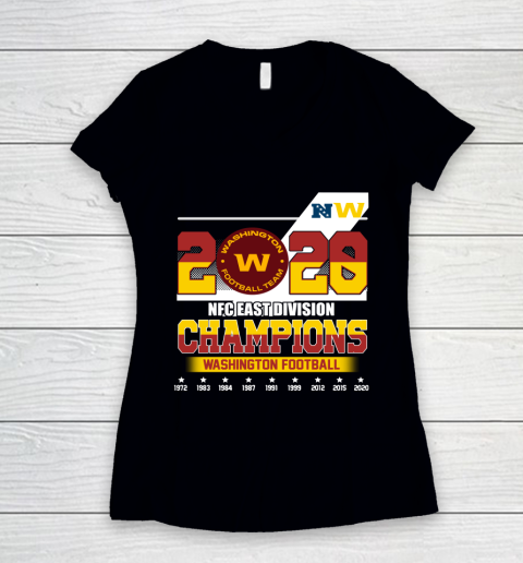 2020 NFC East Division Champions Washington Football Team Women's V-Neck T-Shirt