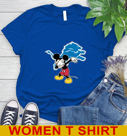 Detroit Lions NFL Football Dabbing Mickey Disney Sports Women's T-Shirt 9