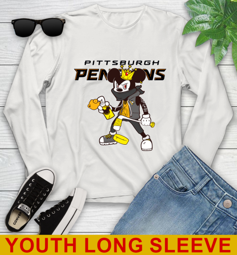 Pittsburgh Penguins NHL Hockey Mickey Peace Sign Sports Youth Long Sleeve 12