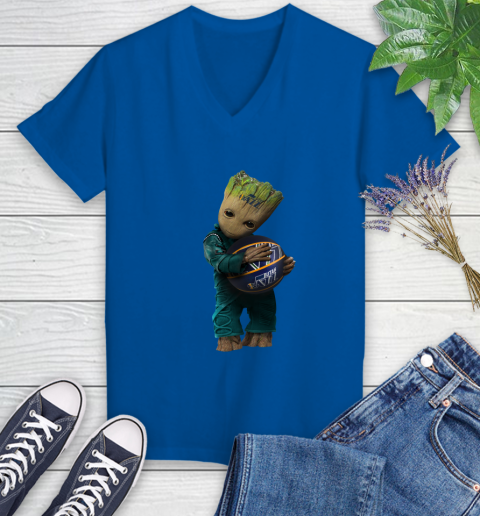 NBA Groot Guardians Of The Galaxy Basketball Sports Utah Jazz Women's V-Neck T-Shirt 10