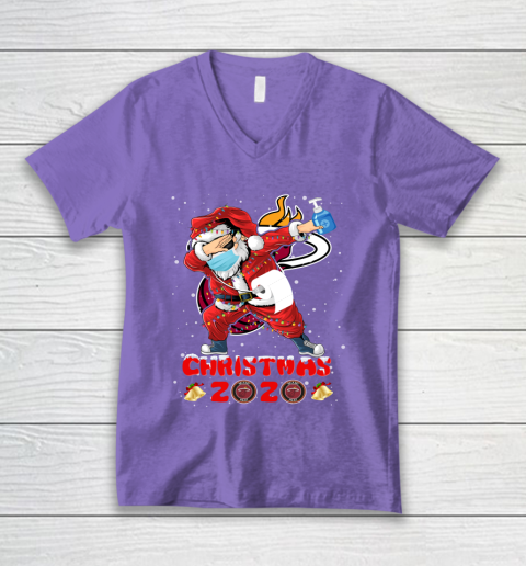 Miami Heat Funny Santa Claus Dabbing Christmas 2020 NBA V-Neck T-Shirt 8