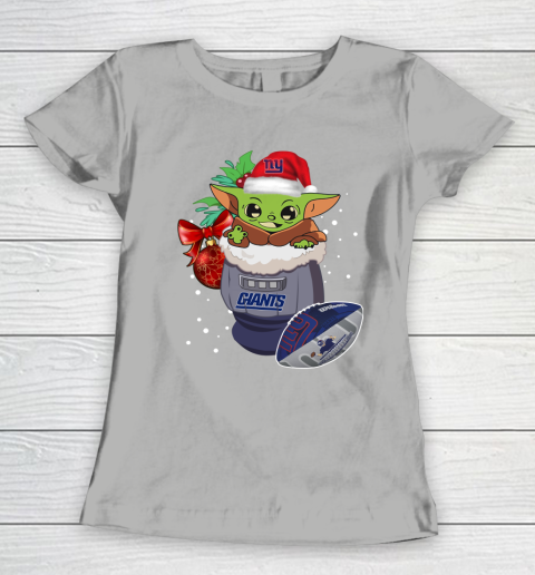 New York Giants Christmas Baby Yoda Star Wars Funny Happy NFL Women's T-Shirt 11