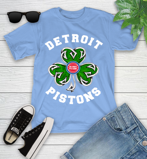 NBA Detroit Pistons Three Leaf Clover St Patrick's Day Basketball Sports Youth T-Shirt 15
