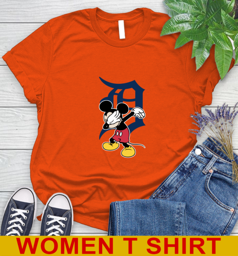 Detroit Tigers MLB Baseball Dabbing Mickey Disney Sports Women's T-Shirt 4