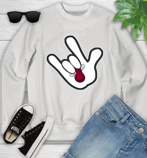 Miami Heat NBA Basketball Mickey Rock Hand Disney Youth Sweatshirt