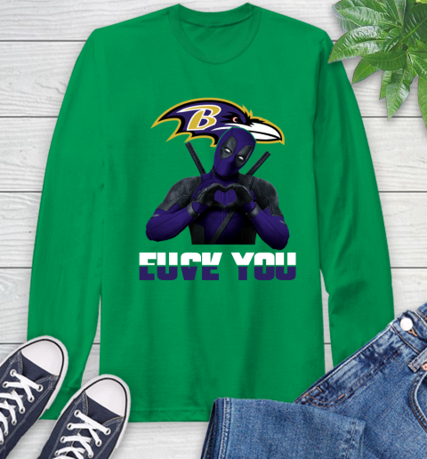 NHL Baltimore Ravens Deadpool Love You Fuck You Football Sports Long Sleeve T-Shirt 8