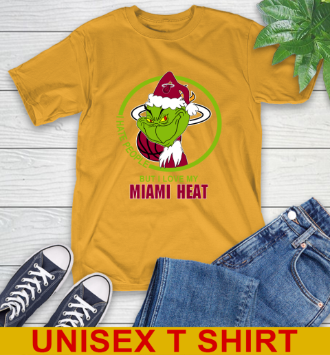Miami Heat NBA Christmas Grinch I Hate People But I Love My Favorite Basketball Team T-Shirt 3
