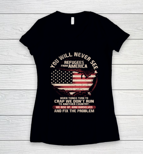 Veteran Shirt Patriot Refugees From America Women's V-Neck T-Shirt